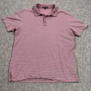 Robert Barakett Maroon Red Striped Short Sleeve Polo Shirt Men's Size‎ Large